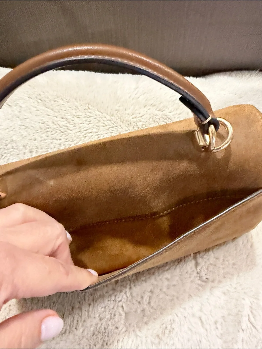Coach Eliza Tan Suede Top-Handle Satchel